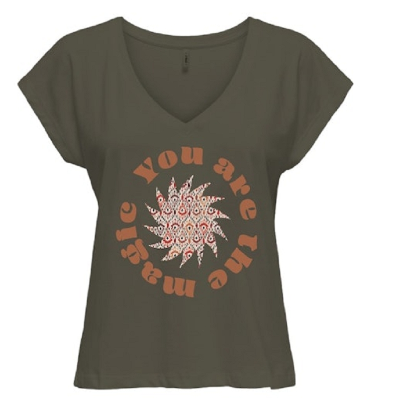 Only HELGA SS AOP VNECK TOP CS JRS