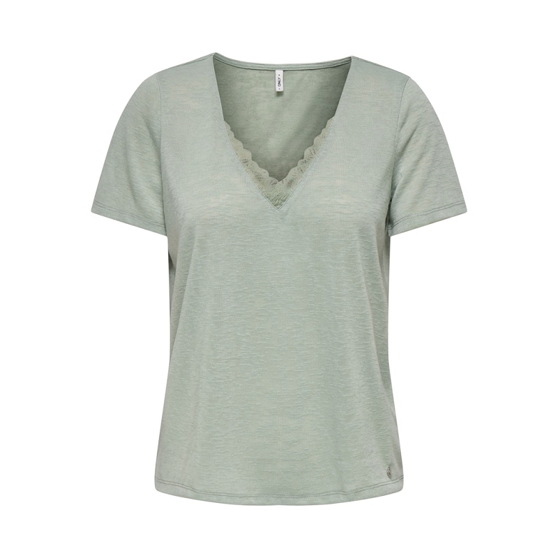 Only ZOLA LIFE SS VNECK LACE TOP JRS