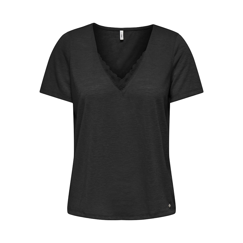 Only ZOLA LIFE SS VNECK LACE TOP JRS