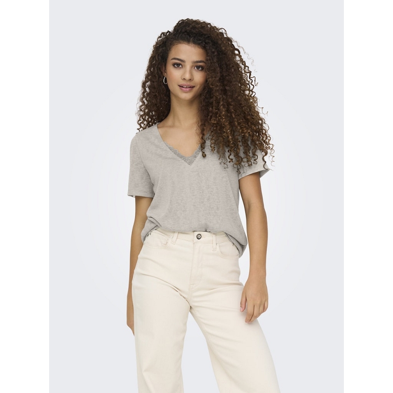 Only ZOLA LIFE SS VNECK LACE TOP JRS1326003_2