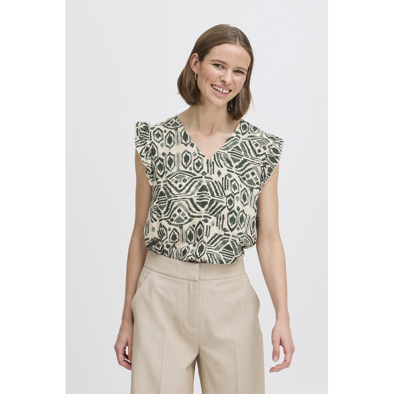 B young BYMMJOELLA VNECK FRILL T