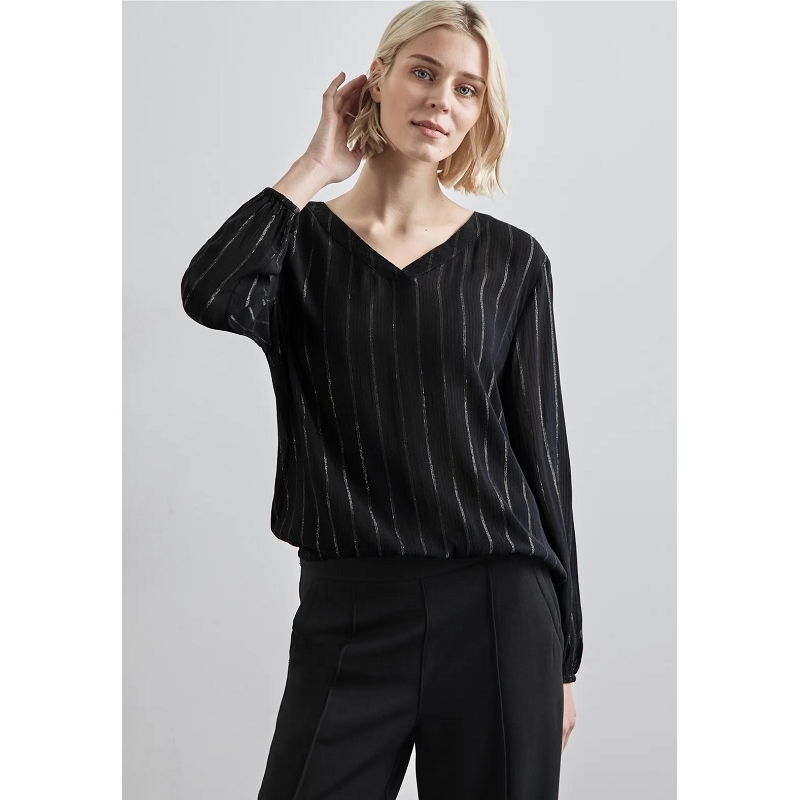 Street one VNECK BLOUSE W LUREX STRIPE