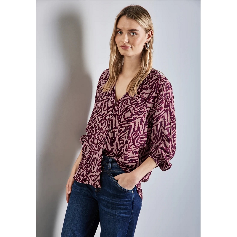 Street one BUTTONED TUNIC BLOUSE W COLLARDETAIL AOP1485501_2
