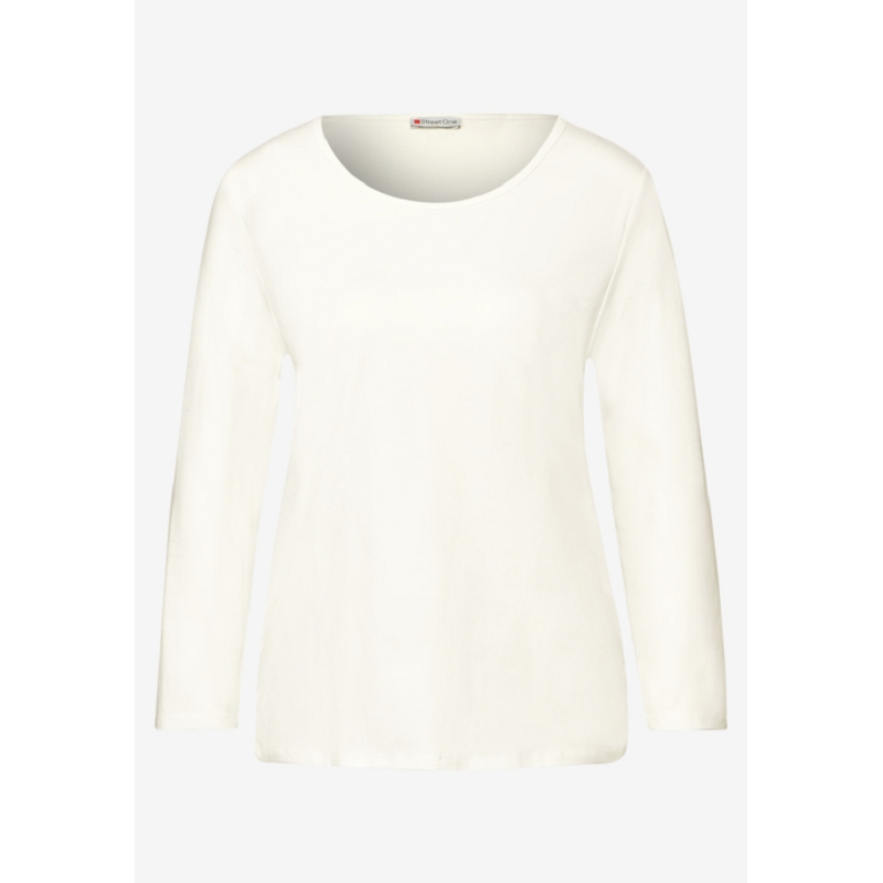 Street one BASIC ROUND NECK SHIRT W.GATHERING