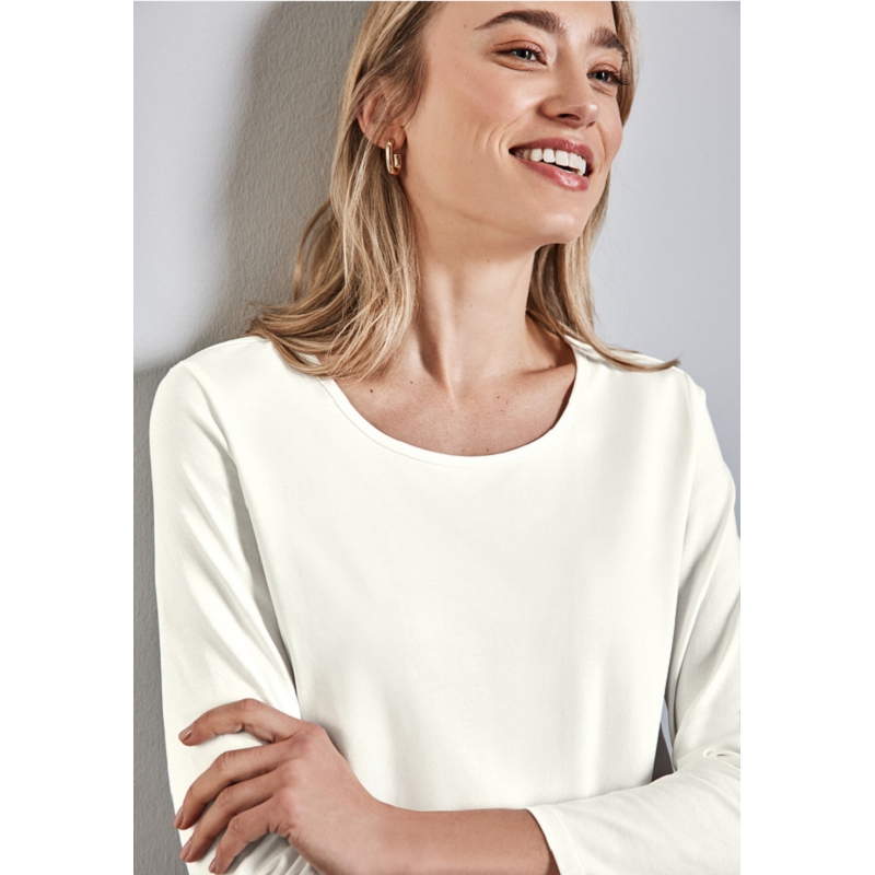 Street one BASIC ROUND NECK SHIRT W.GATHERING1510501_2