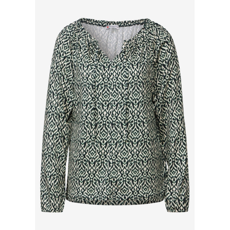 Street one LTD QR PRINTED RAGLAN SHIRT W.FRILL COLLAR