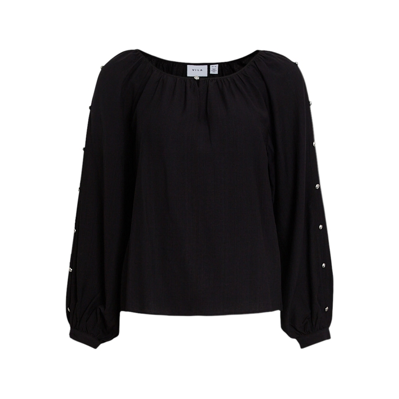 Vila VIWOOM BOATNECK LS BUTTON TOPC33