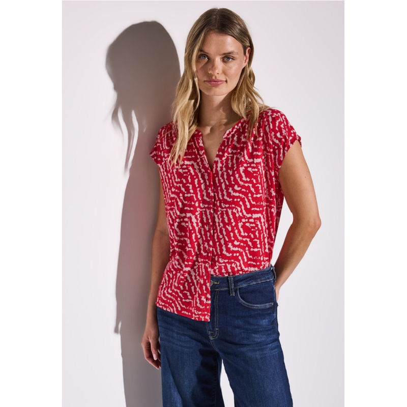 Street one PRINTED SHIRT W BUTTON PANEL