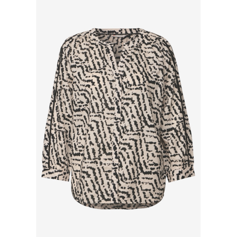 Street one COTTON SPLITNECK BLOUSE W TAPES AOP1562102_4