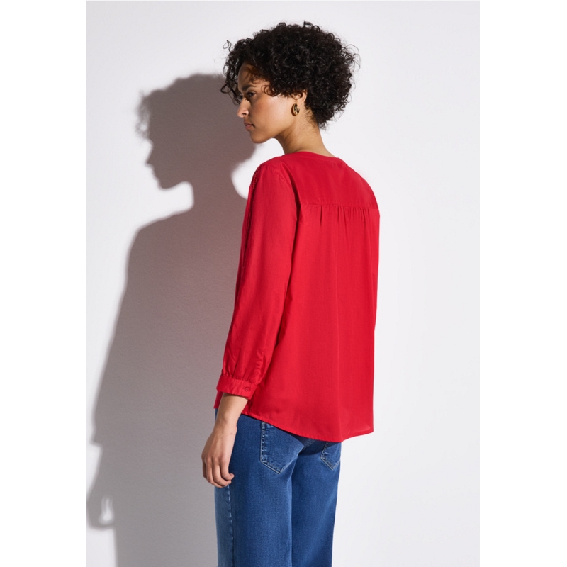 Street one COTTON SPLITNECK BLOUSE W TAPES UNI1562701_2