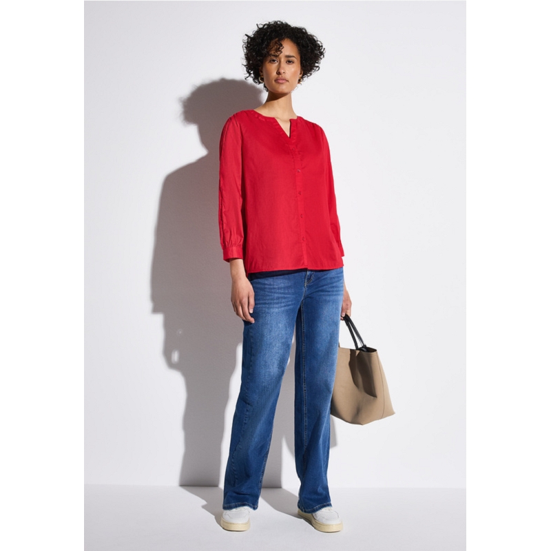 Street one COTTON SPLITNECK BLOUSE W TAPES UNI1562701_3
