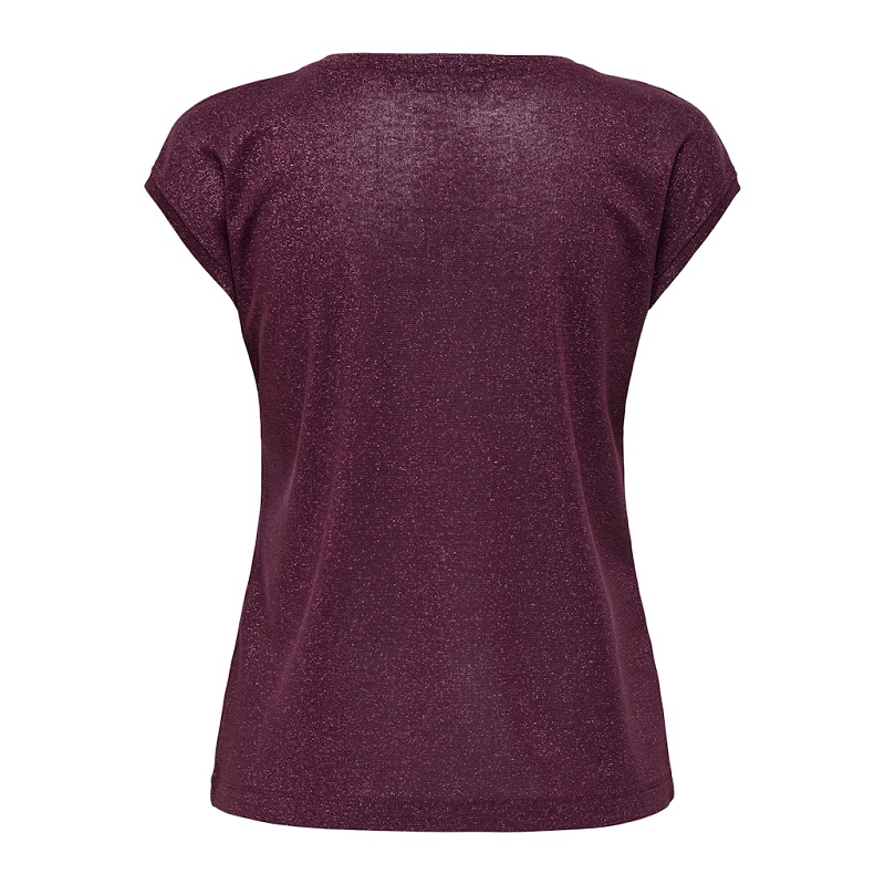 Only SILVERY SS V NECK LUREX TOP JRS NOOS1571801_2