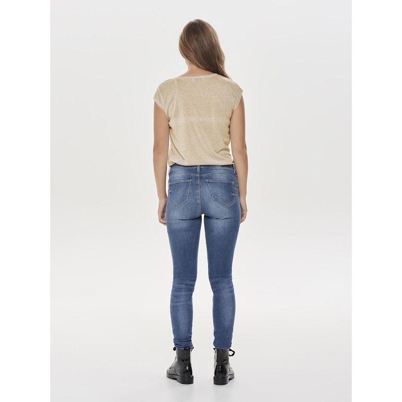 Only SILVERY SS V NECK LUREX TOP JRS NOOS1571802_3