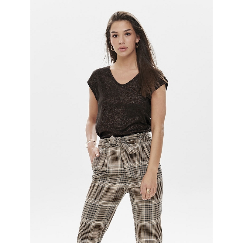 Only SILVERY SS V NECK LUREX TOP JRS NOOS1571803_3