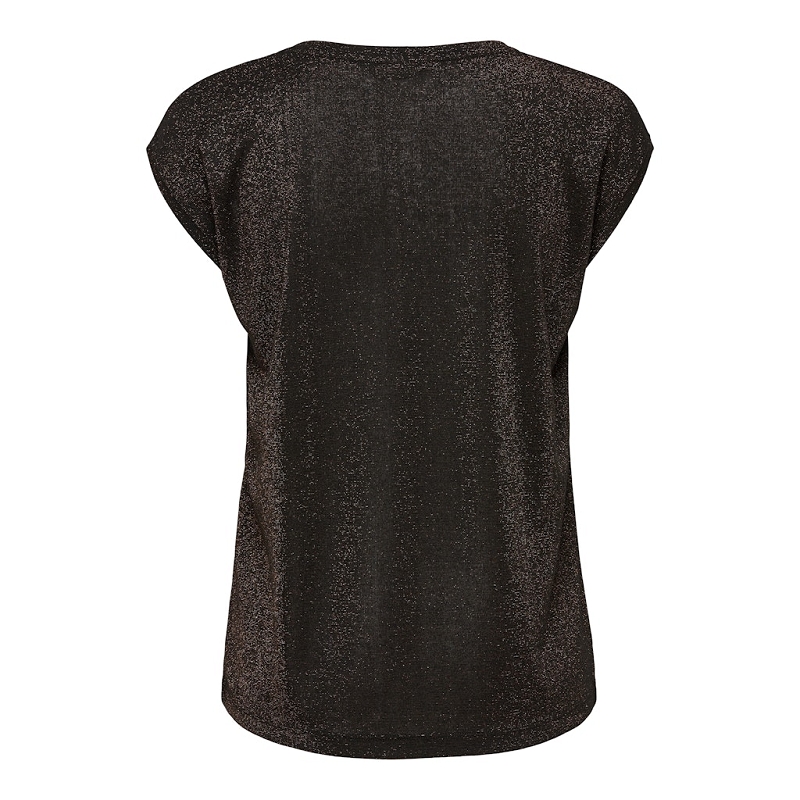 Only SILVERY SS V NECK LUREX TOP JRS NOOS1571803_6