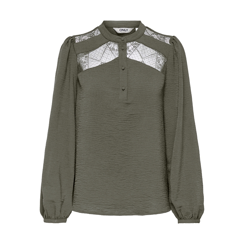 Only YOHANNA FR LS LACE TOP WVN CS