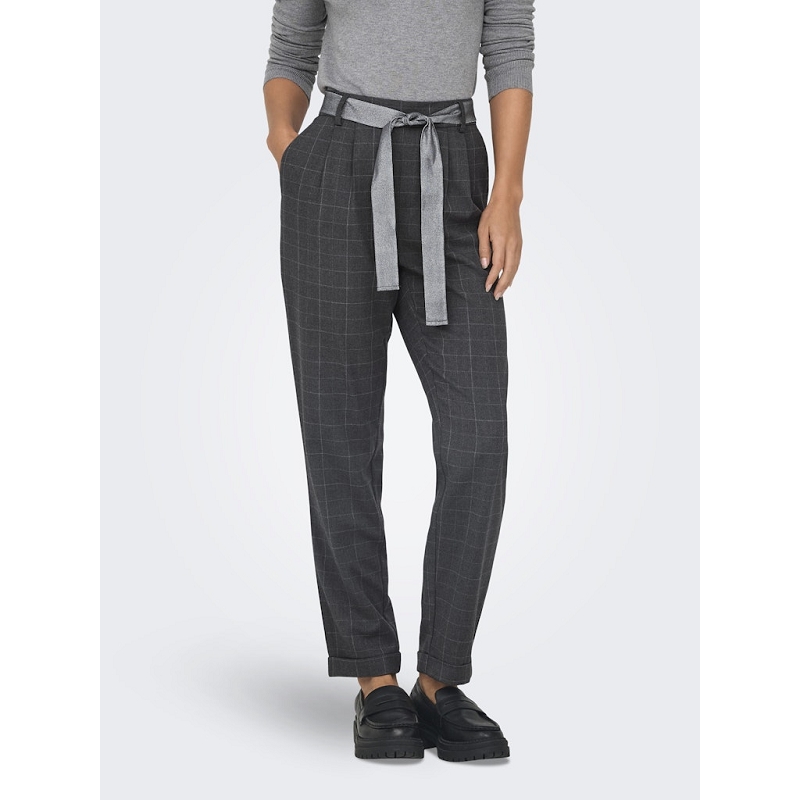 Only RITA LOOSE CHECK LYREX BELT PANT TLR
