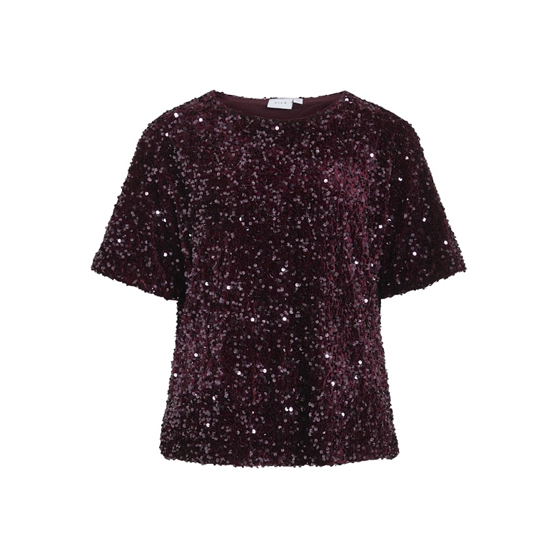 Vila VIFAITH ONECK SS SEQUIN TOP1
