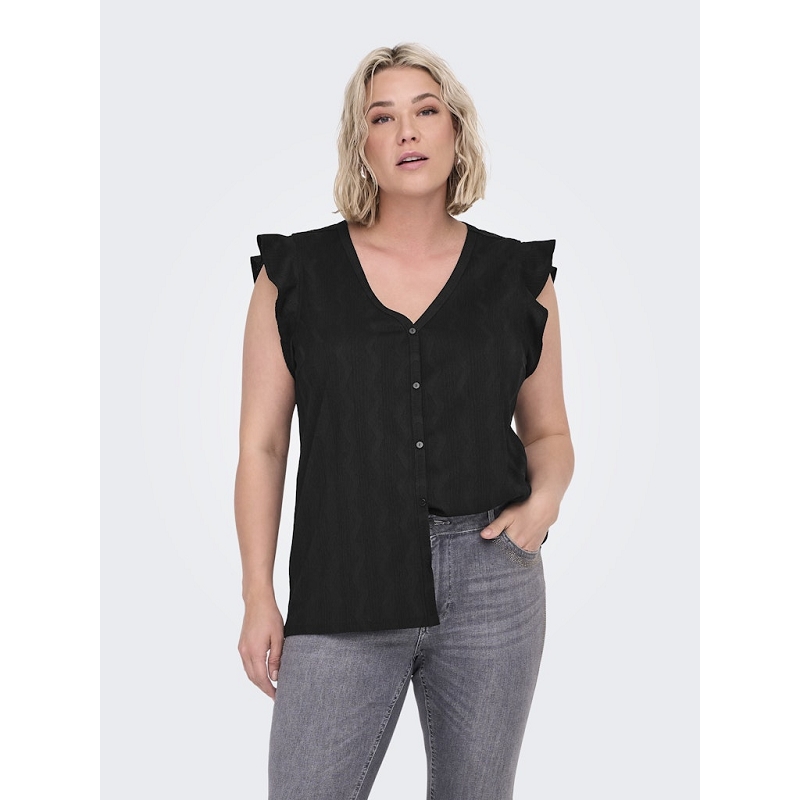 Only carmakoma CARDIA SS V NECK FRILL TOP