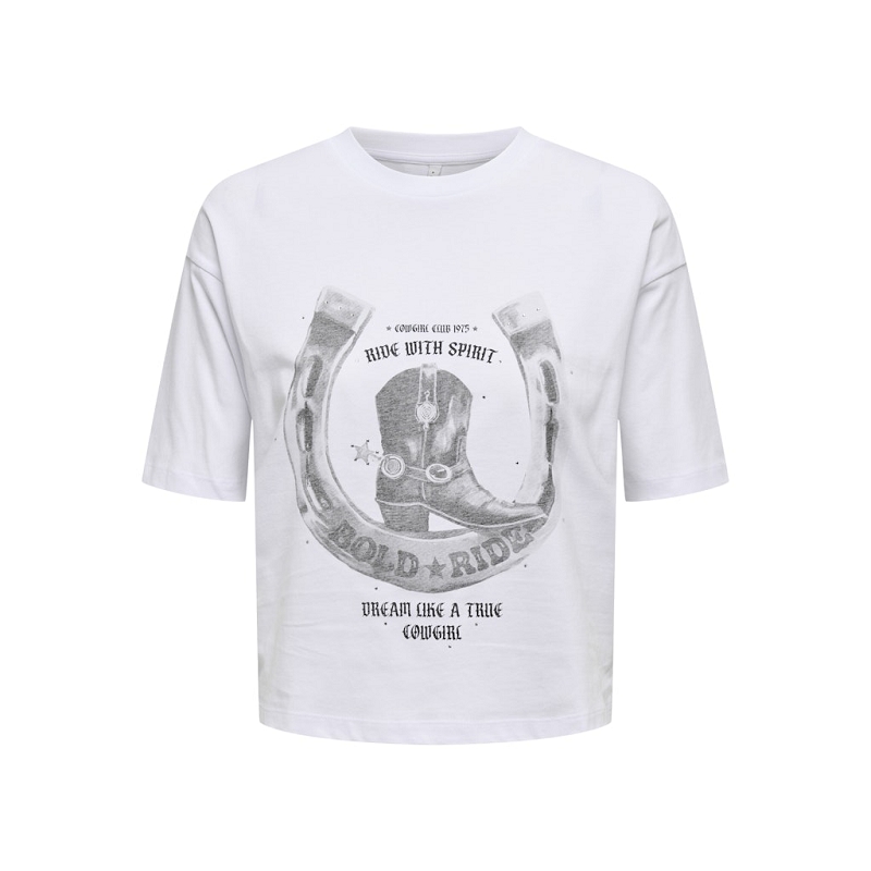 Only TEXAS SS BOXY PRINT TOP BOX JRS