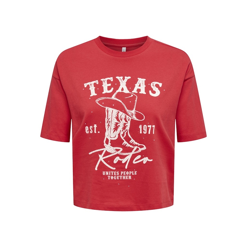 Only TEXAS SS BOXY PRINT TOP BOX JRS