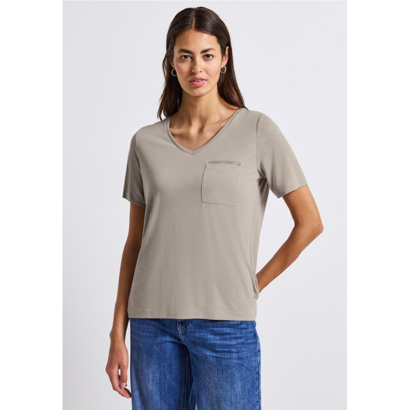 Street one SILK LOOK SHIRT W.STONE DETAILPOCKET