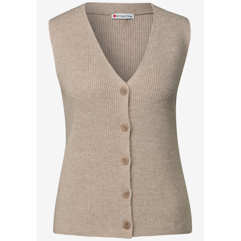 Street one COSY RIBBED SLEEVELESS CARDIGAN