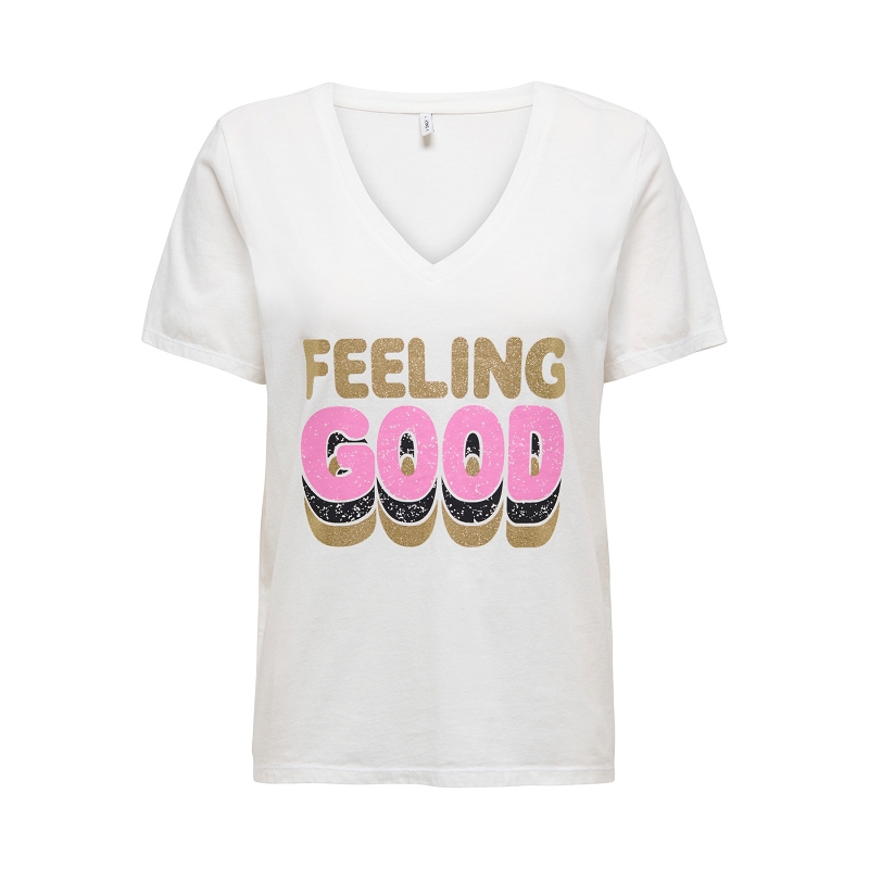 Only LUCY LIFE SS VNECK PRINT TOP CS JRS