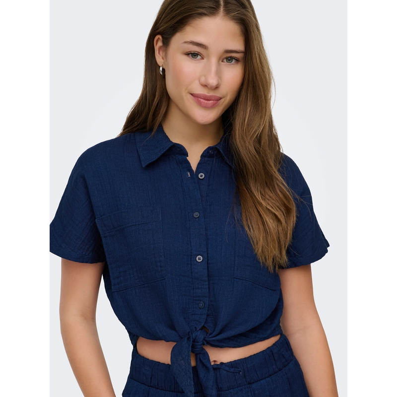 Only LEONI SEERSUCKER CAP KNOT SHIRT WVN