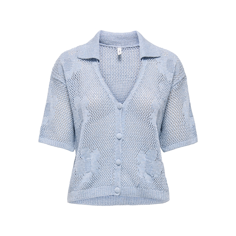 Only CELINE LIFE SS GLITTER MESH CARDI KNT