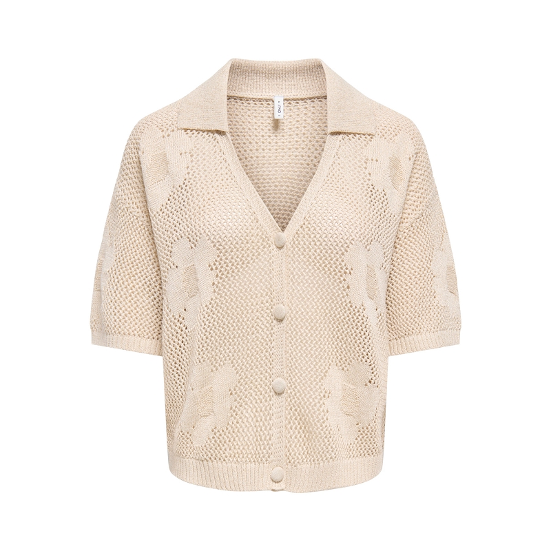 Only CELINE LIFE SS GLITTER MESH CARDI KNT