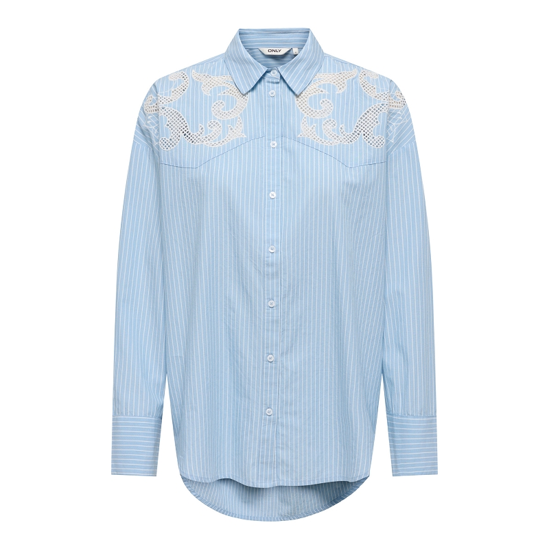 Only SUVY LS EMB STRIPE SHIRT WVN CS