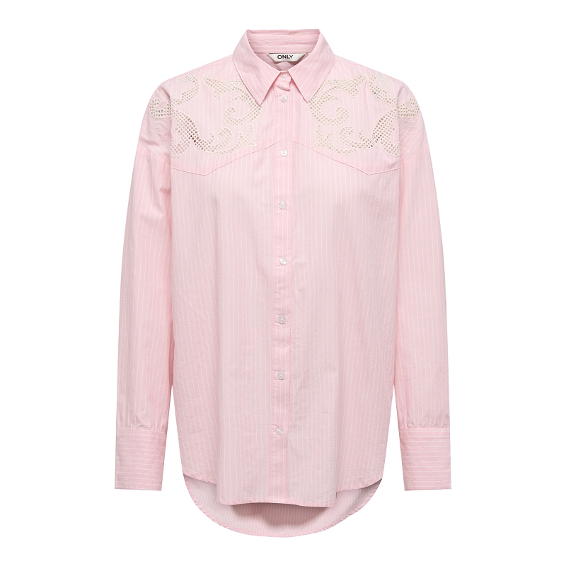 Only SUVY LS EMB STRIPE SHIRT WVN CS