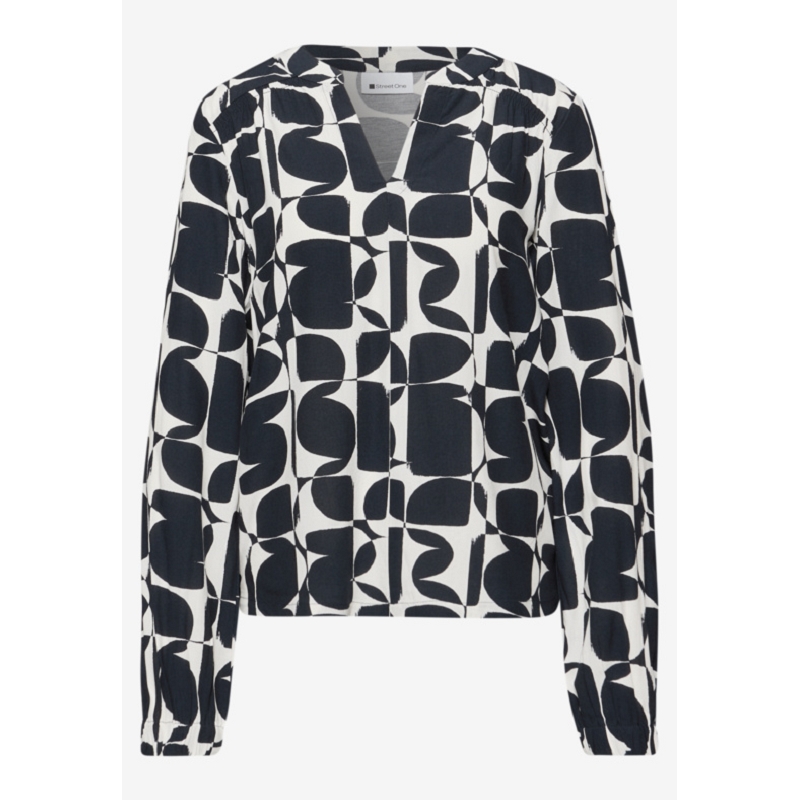 Street one LTD QR PRINTED MATMIX SHIRT W.SPLIT