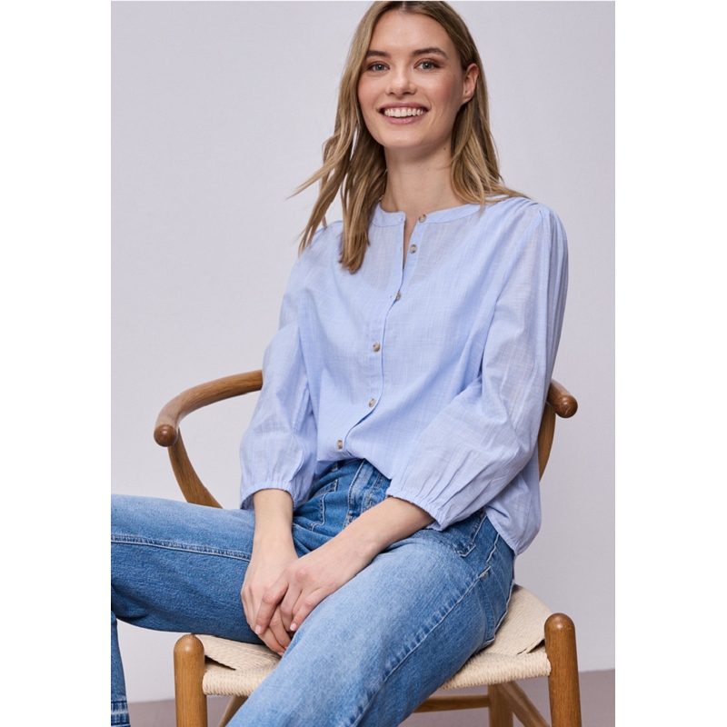 Street one CHAMBRAY BUTTONED ROUNDNECK BLOUSE3166001_2