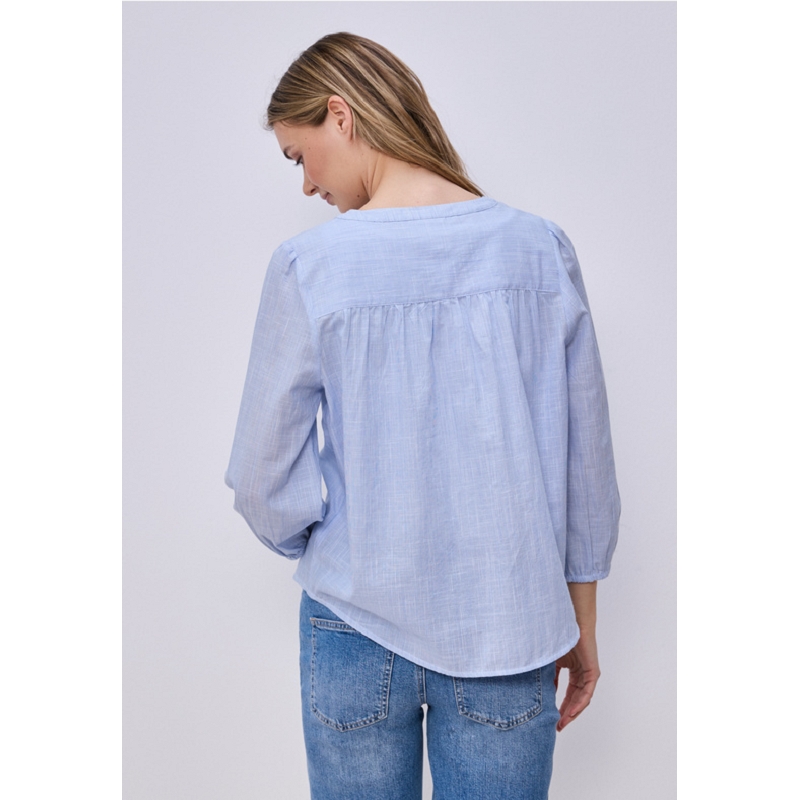 Street one CHAMBRAY BUTTONED ROUNDNECK BLOUSE3166001_3