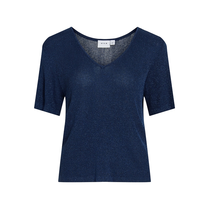 Vila VIJOBA SS VNECK REVERSABLE KNIT TOPRC