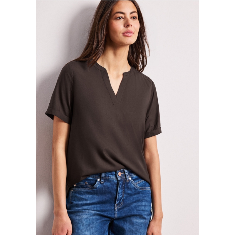 Street one QR SPLITNECK BLOUSE W TURNUP UN