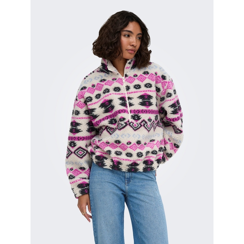 Only JANNE AZTEC TEDDY LS ZIP CC SWT