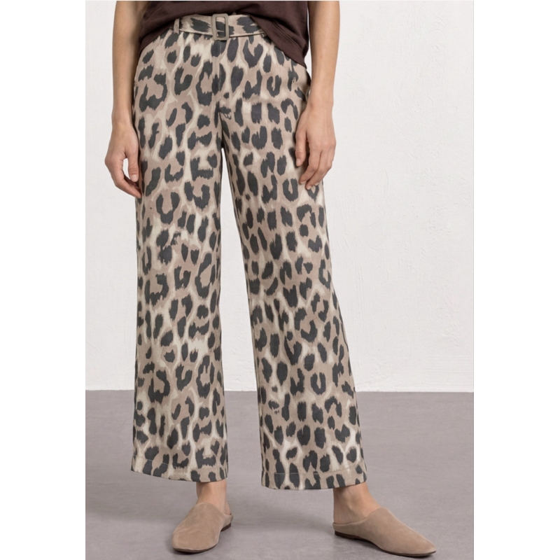 Street one WIDE LEG BELT HORN BUCKLE AOP LEO