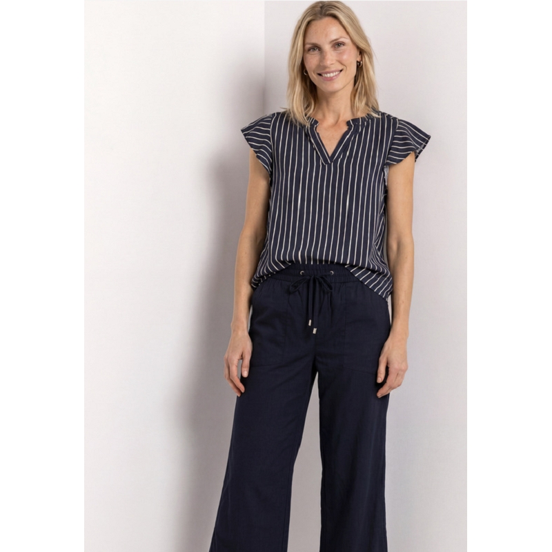 Street one LTD QR SPLITNECK BLOUSETOP W VOLAN