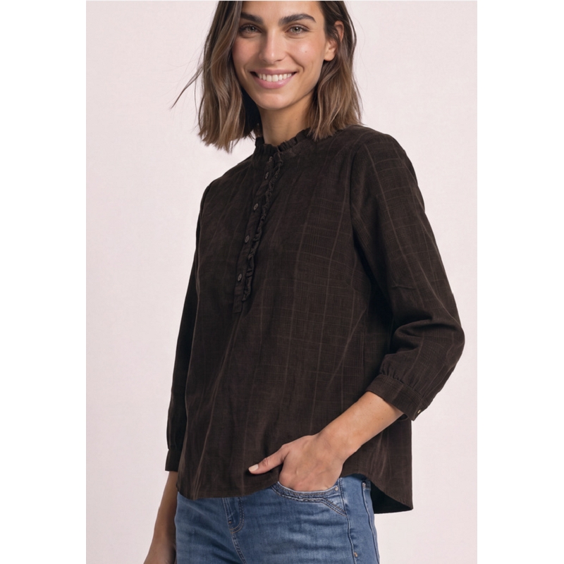 Street one CORDUROY BLOUSE W RUFFLE DETAIL