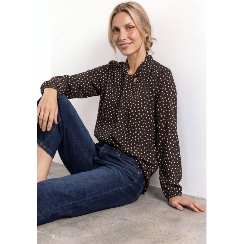 Street one PRINTED BLOUSE W TIE DETAIL