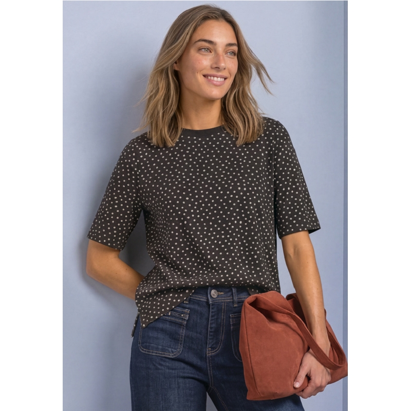 Street one 325719 LTD QR PRINTED SHIRT W.RIB COLLAR