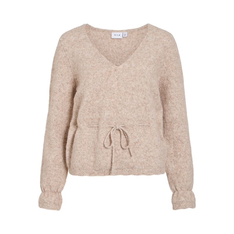 Vila VICHAMBLIN VNECK LS STRING KNIT TOP