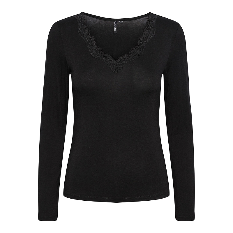 Pieces BARBERA LS LACE TOP NOOS BC