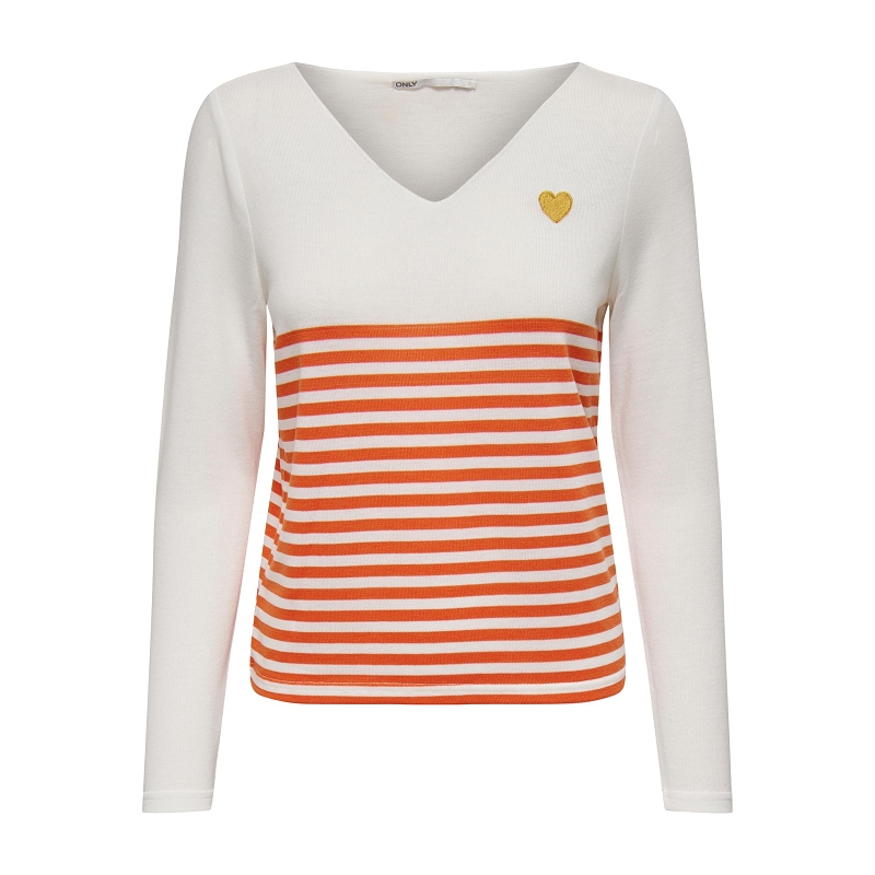 Only HANNA LS VNECK STRIPE CS