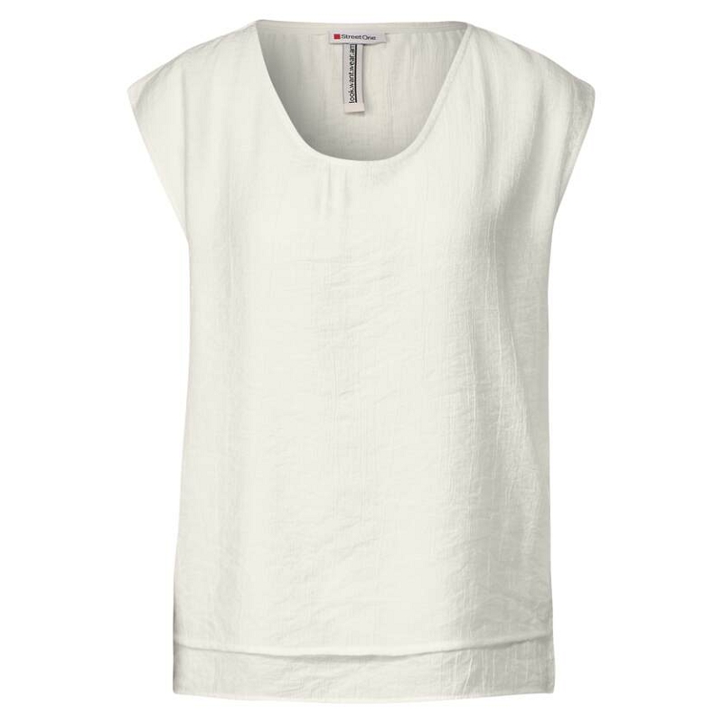 Street one CRINKLED VNECK TOP WITH DOUBLE LAYER