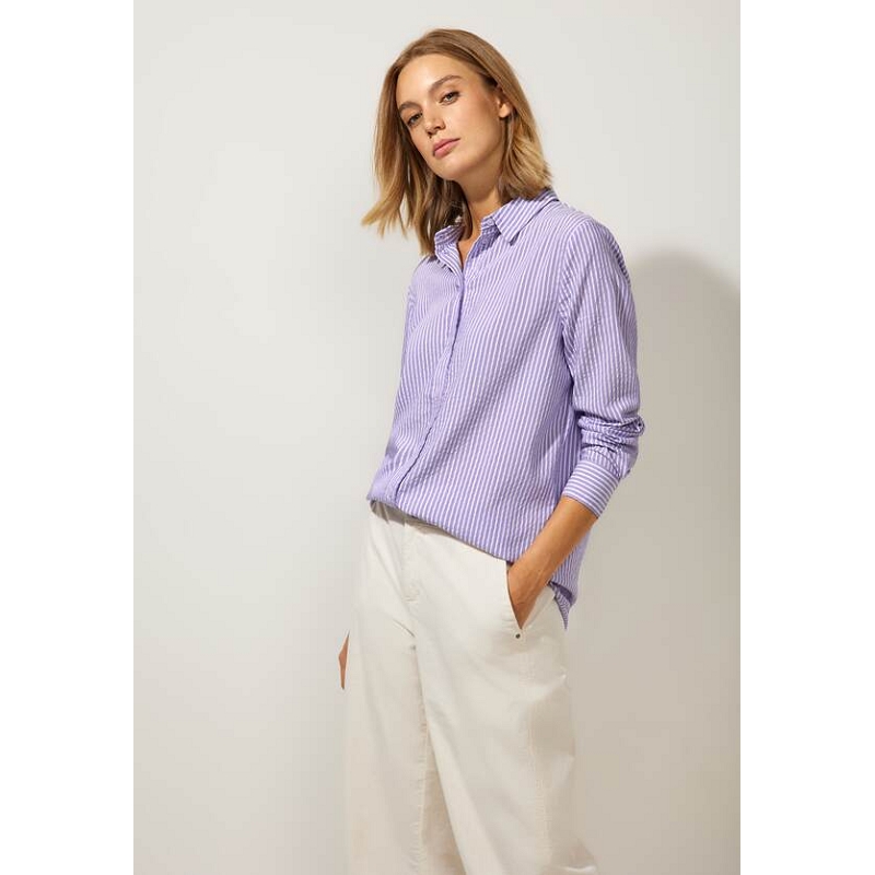 Street one STRIPED SEERSUCKER LONGBLOUSE8888401_4