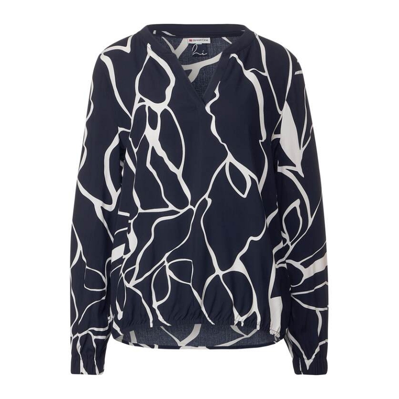Street one PRINTED SPLITNECK BLOUSE W TAP